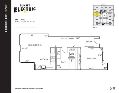 Sunset Electric Apartments in Seattle, Washington One Bedroom Floor Plan